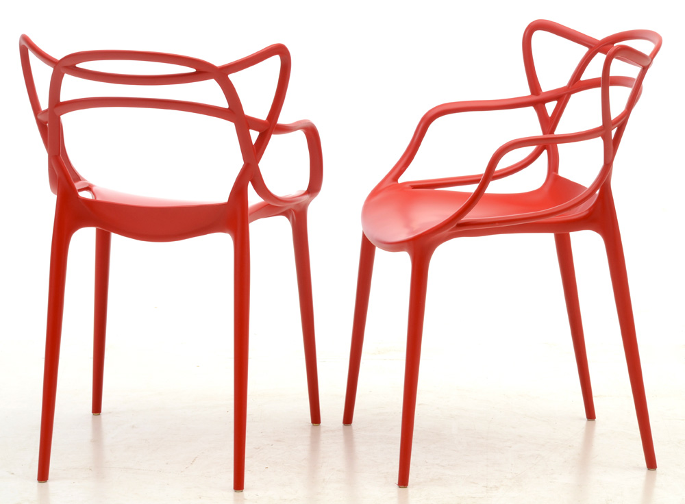 Modway "Entangled" Bar Stool and Chairs in Red