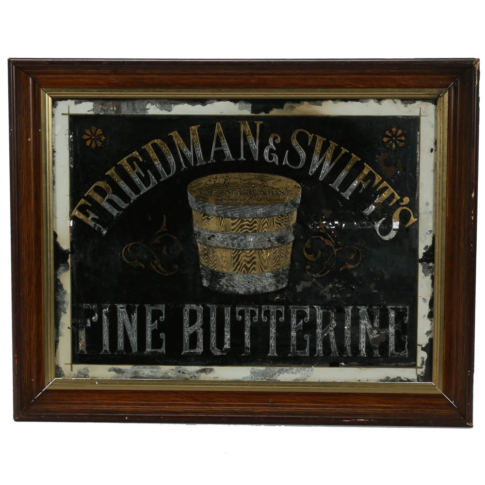 Friedman & Swift's Buttterine Framed Glass Advertising Sign