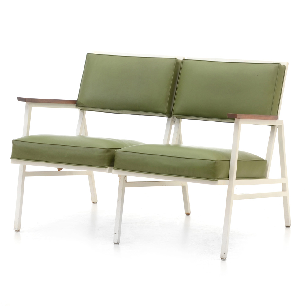 Steelcase Avocado Vinyl Upholstered Bench Seating