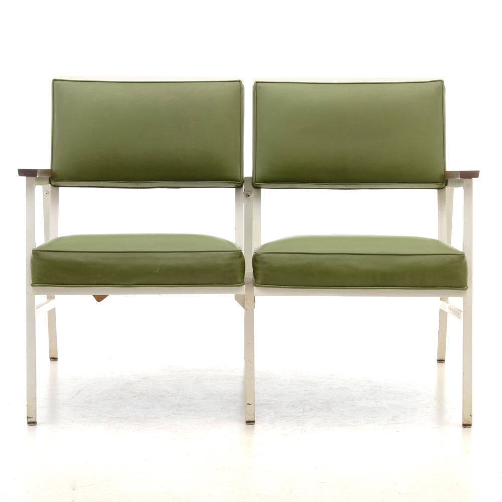 Steelcase Avocado Vinyl Upholstered Bench Seating