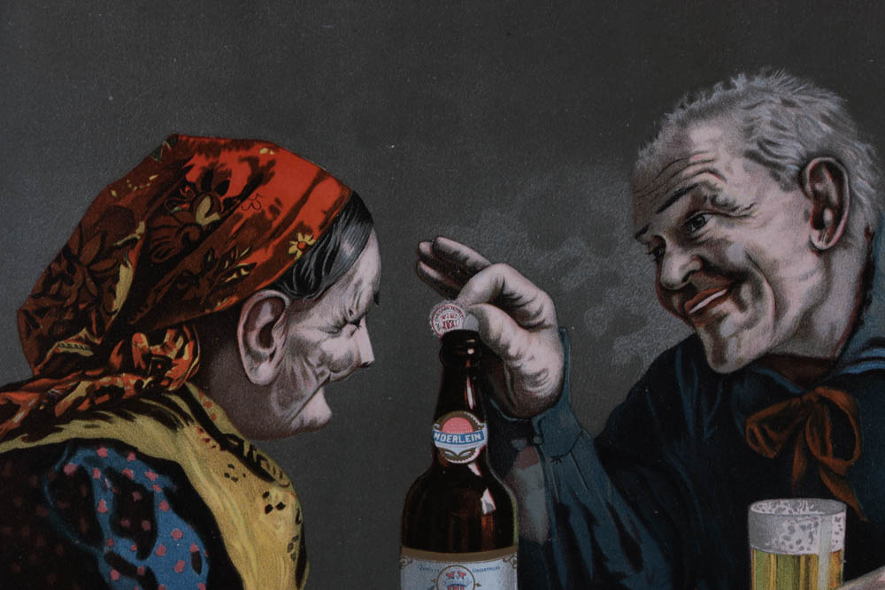 Early Framed Christian Moerlein Lithograph Beer Advertising Sign