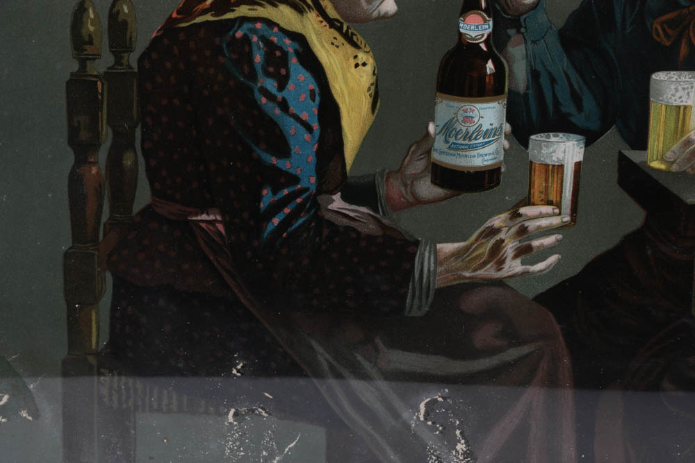 Early Framed Christian Moerlein Lithograph Beer Advertising Sign