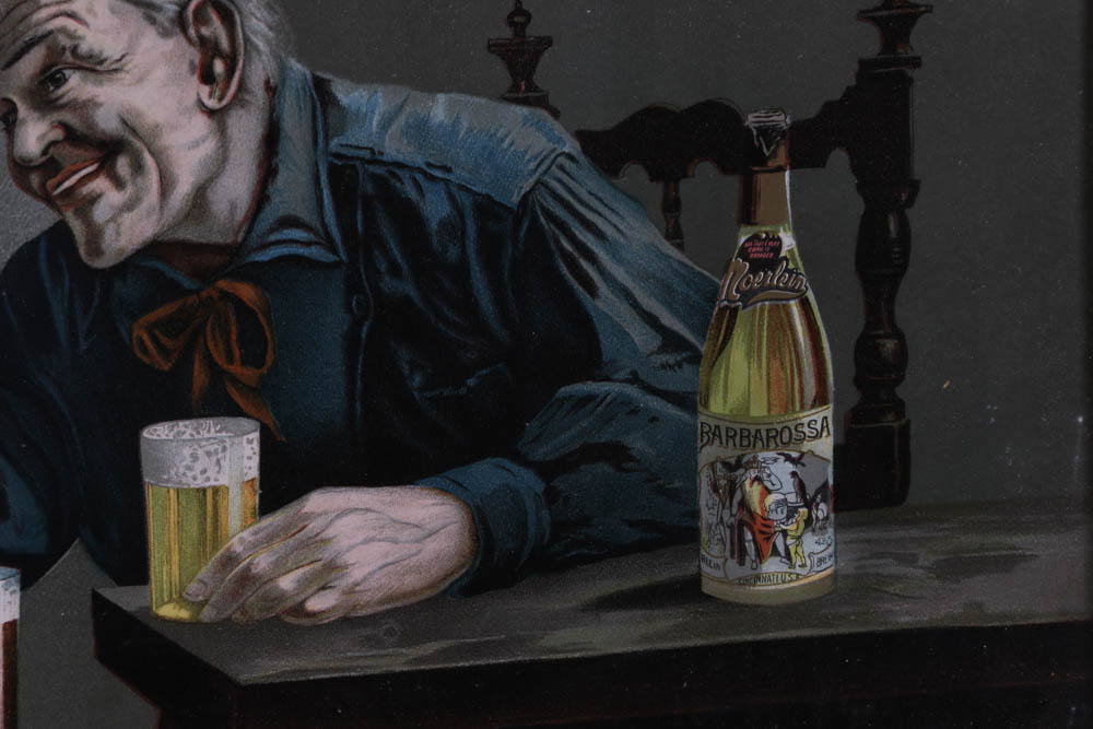 Early Framed Christian Moerlein Lithograph Beer Advertising Sign