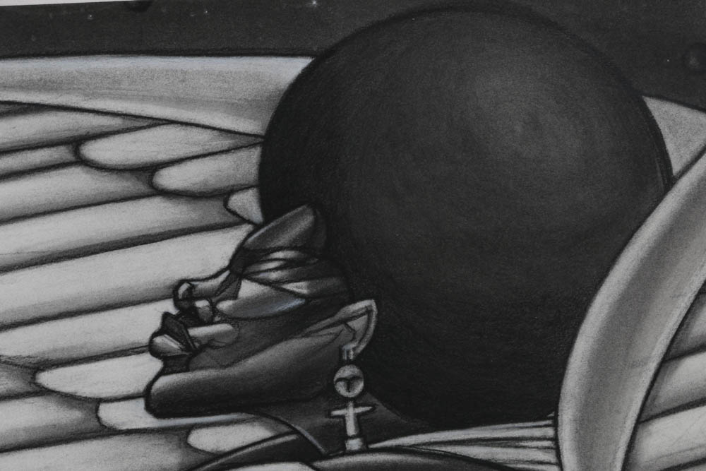 James Pate Original 2004 Charcoal Drawing