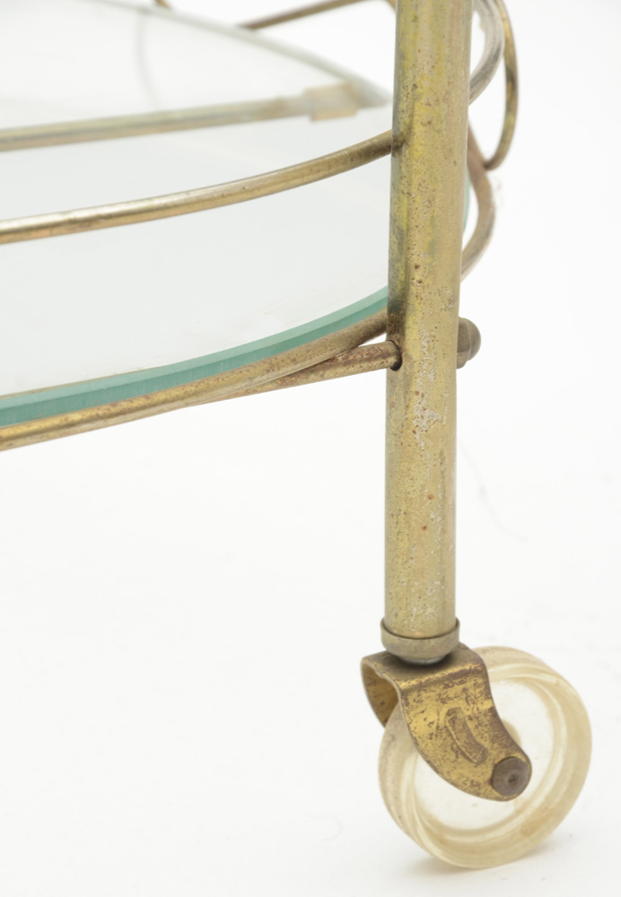 Vintage Serving Cart in Silver Tone Metal