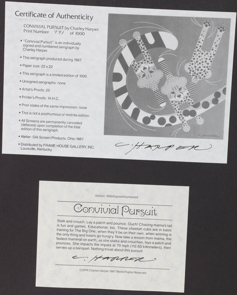 Charley Harper Signed Limited Edition Serigraph "Convivial Pursui