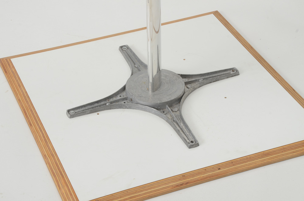 Square White Laminate End Table on Chrome Pedestal