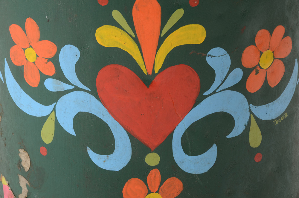 Hand-Painted Metal Milk Jug