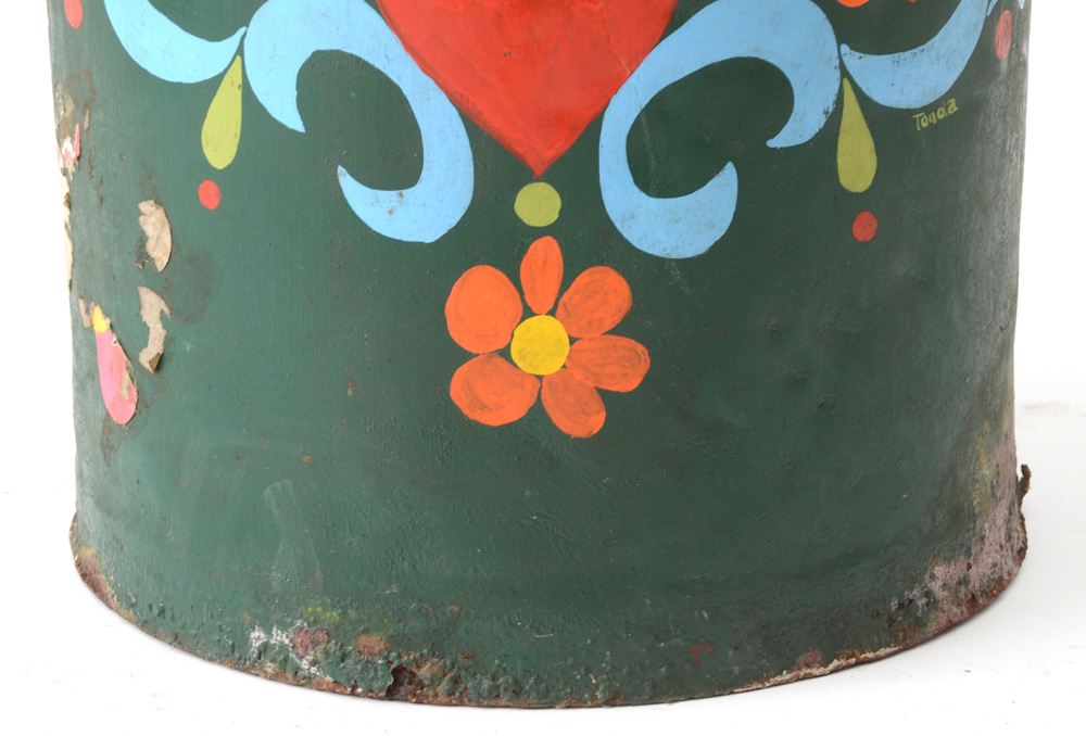 Hand-Painted Metal Milk Jug