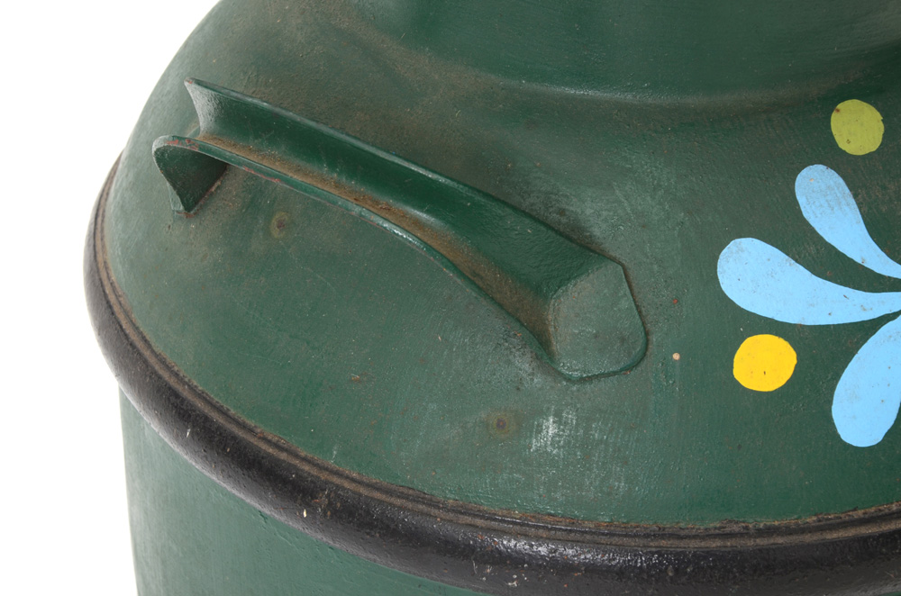 Hand-Painted Metal Milk Jug