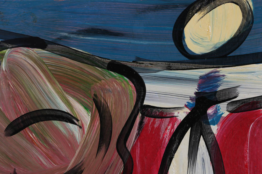 Peter Keil Original 1985 Oil on Masonite "Red Sea"