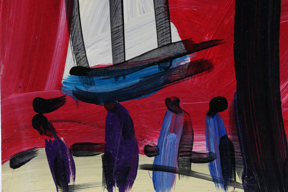 Peter Keil Original 1985 Oil on Masonite "Red Sea"