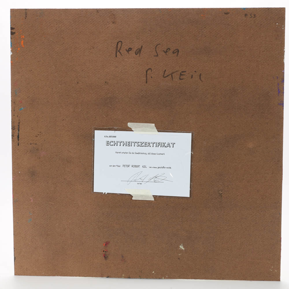 Peter Keil Original 1985 Oil on Masonite "Red Sea"