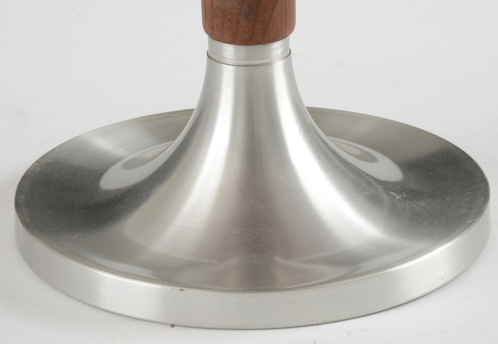 Burled Walnut and Aluminum Occasional Table