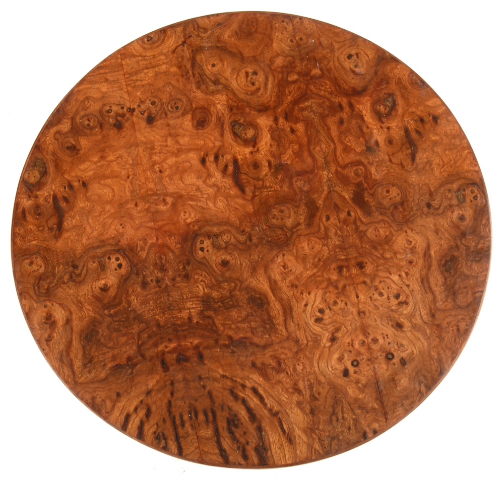 Burled Walnut and Aluminum Occasional Table