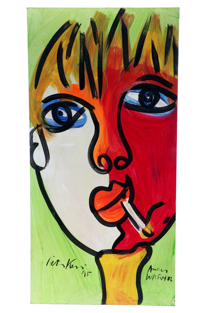 Peter Keil Original 1990 Oil on Masonite "Andy Warhol"