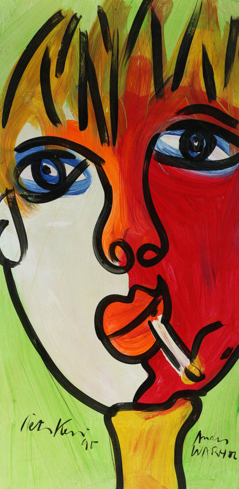 Peter Keil Original 1990 Oil on Masonite "Andy Warhol"