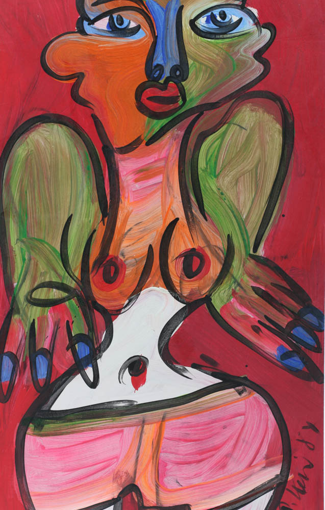 Peter Keil Original 1984 Oil on Masonite "Dancing House Wife"