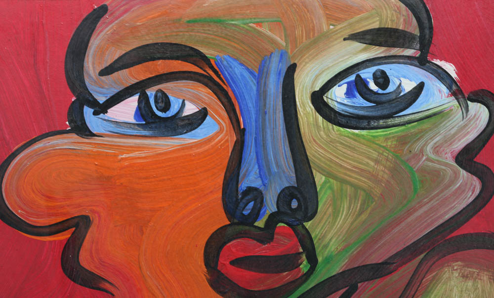 Peter Keil Original 1984 Oil on Masonite "Dancing House Wife"