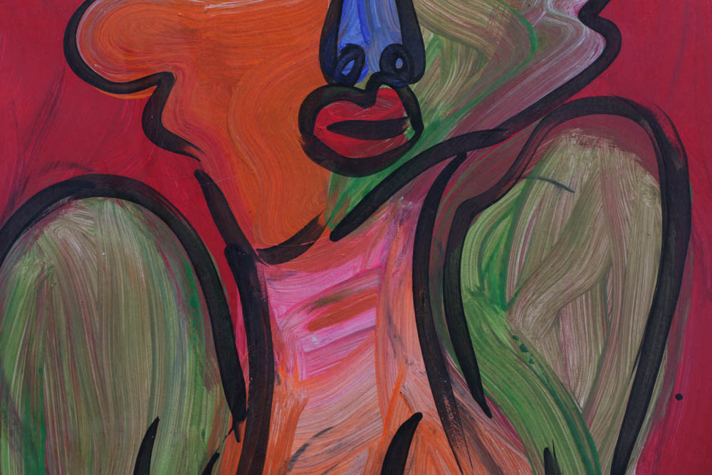 Peter Keil Original 1984 Oil on Masonite "Dancing House Wife"