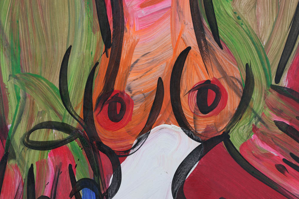 Peter Keil Original 1984 Oil on Masonite "Dancing House Wife"