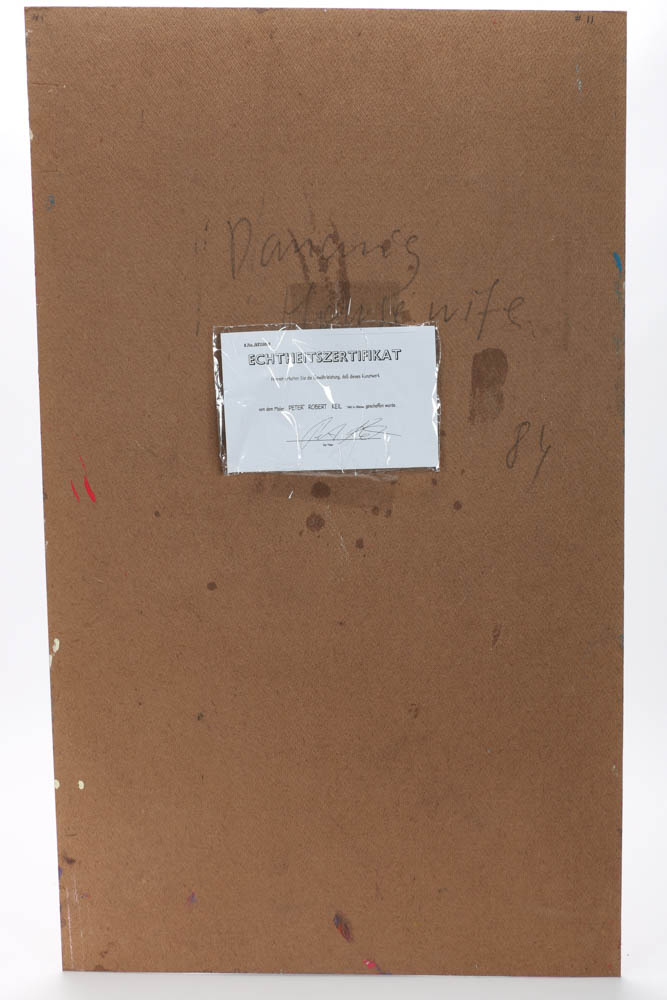 Peter Keil Original 1984 Oil on Masonite "Dancing House Wife"