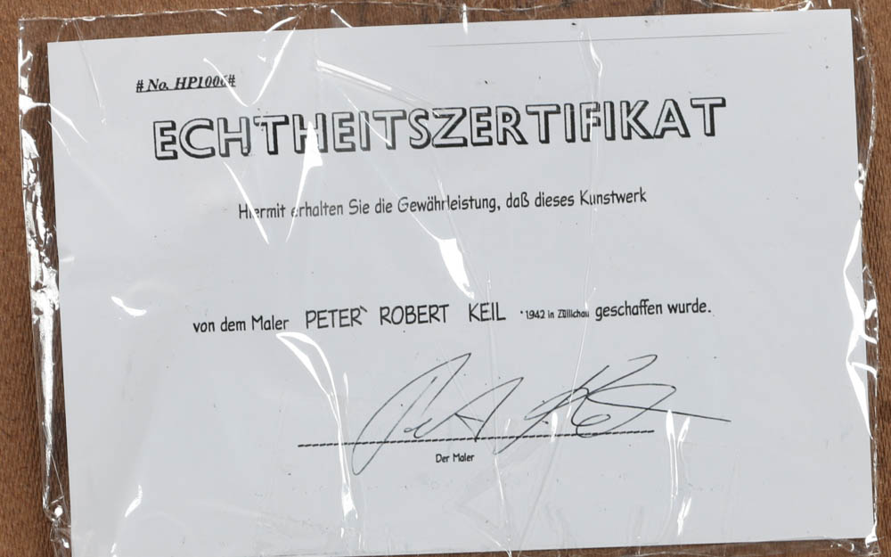 Peter Keil Original 1984 Oil on Masonite "Dancing House Wife"