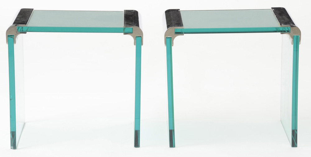 Pair of Pace Chrome and Glass Occasional Tables