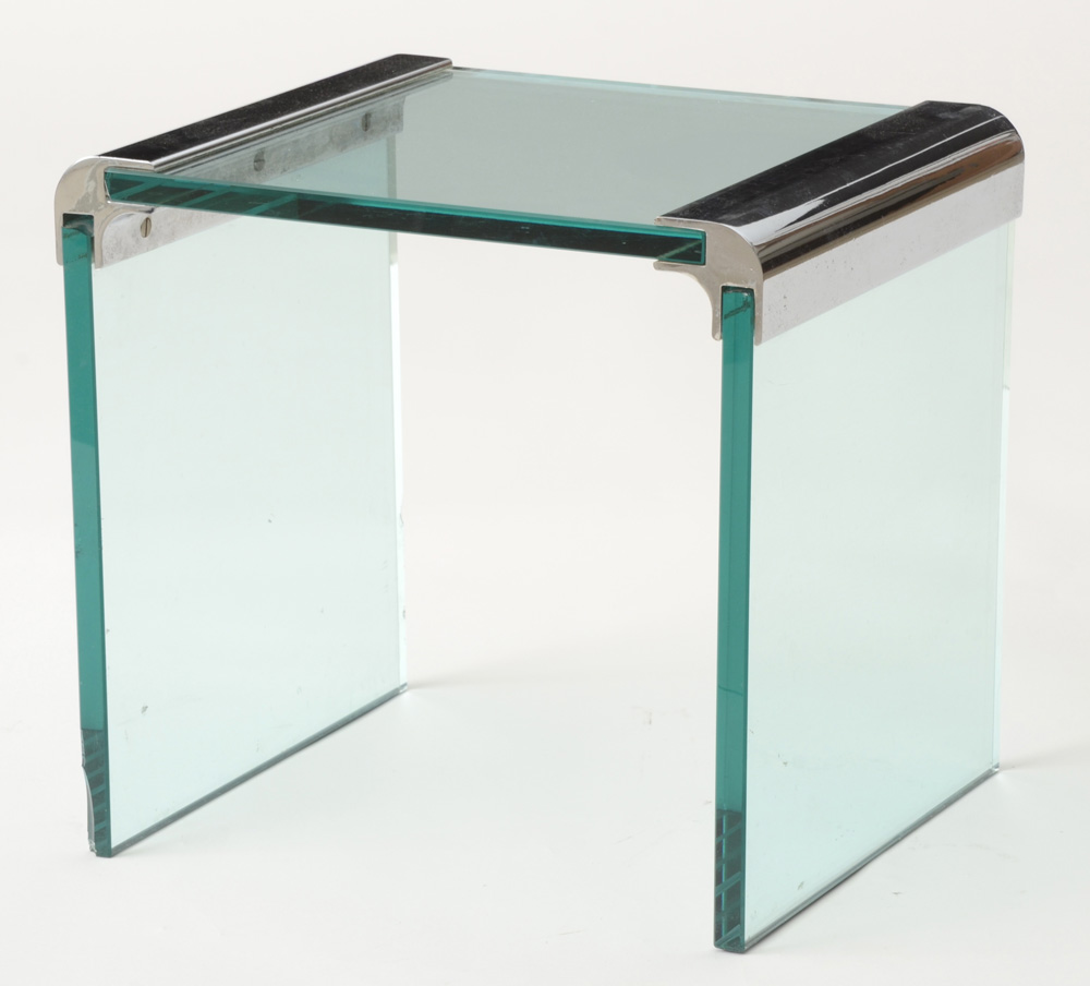 Pair of Pace Chrome and Glass Occasional Tables