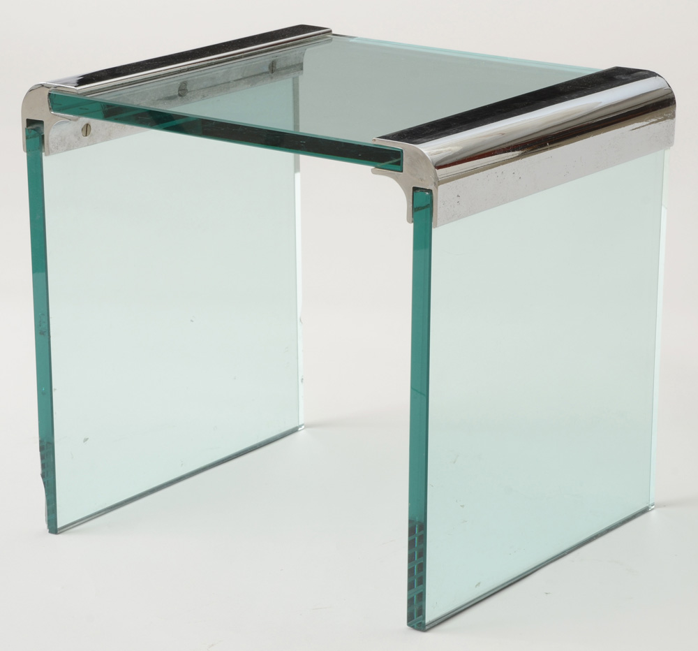Pair of Pace Chrome and Glass Occasional Tables