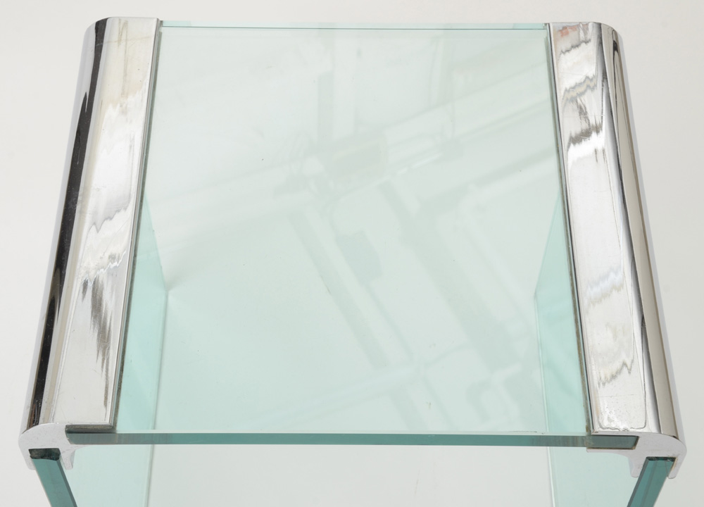 Pair of Pace Chrome and Glass Occasional Tables