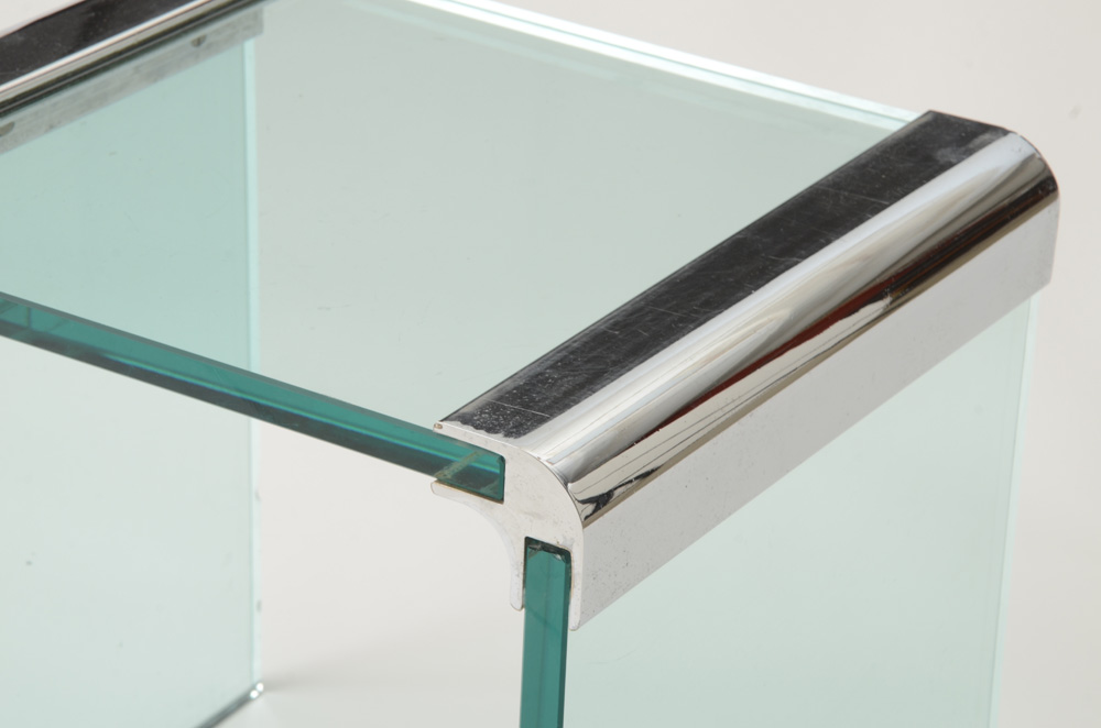 Pair of Pace Chrome and Glass Occasional Tables