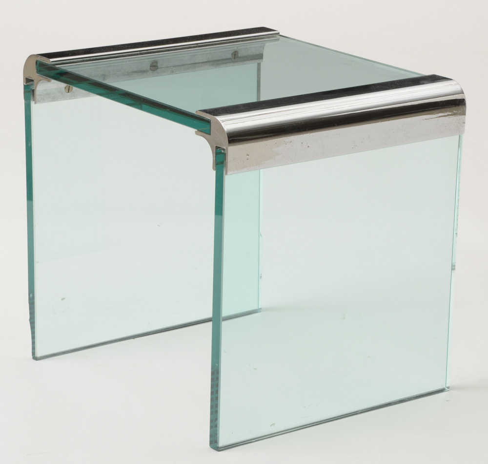 Pair of Pace Chrome and Glass Occasional Tables