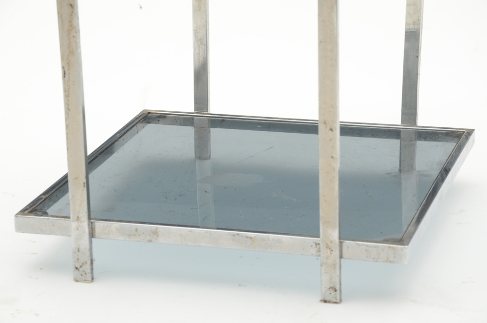 Pair of Modernist Glass Top End Tables