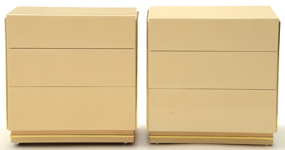 Cream Lacquered Nightstands by Bridgeford