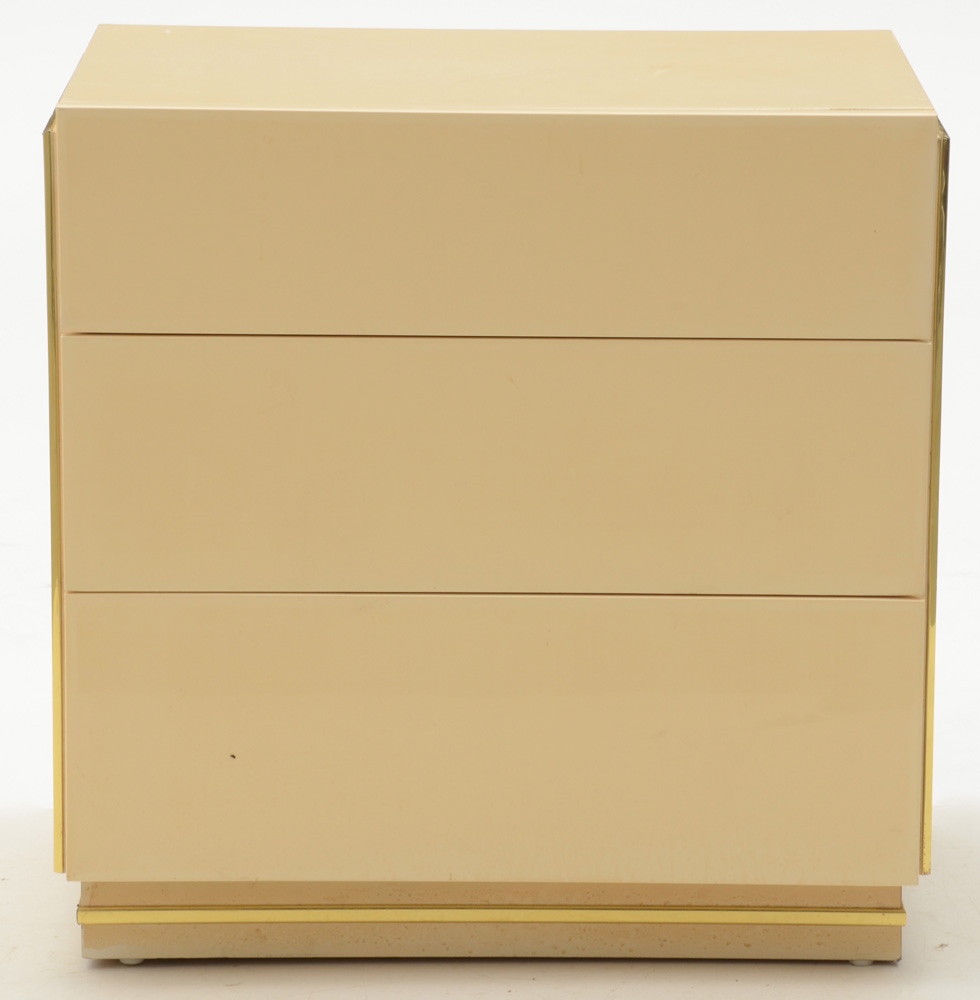 Cream Lacquered Nightstands by Bridgeford