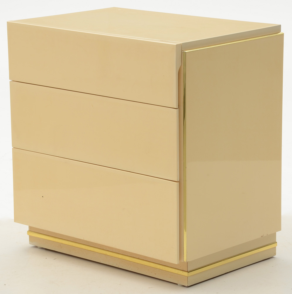 Cream Lacquered Nightstands by Bridgeford