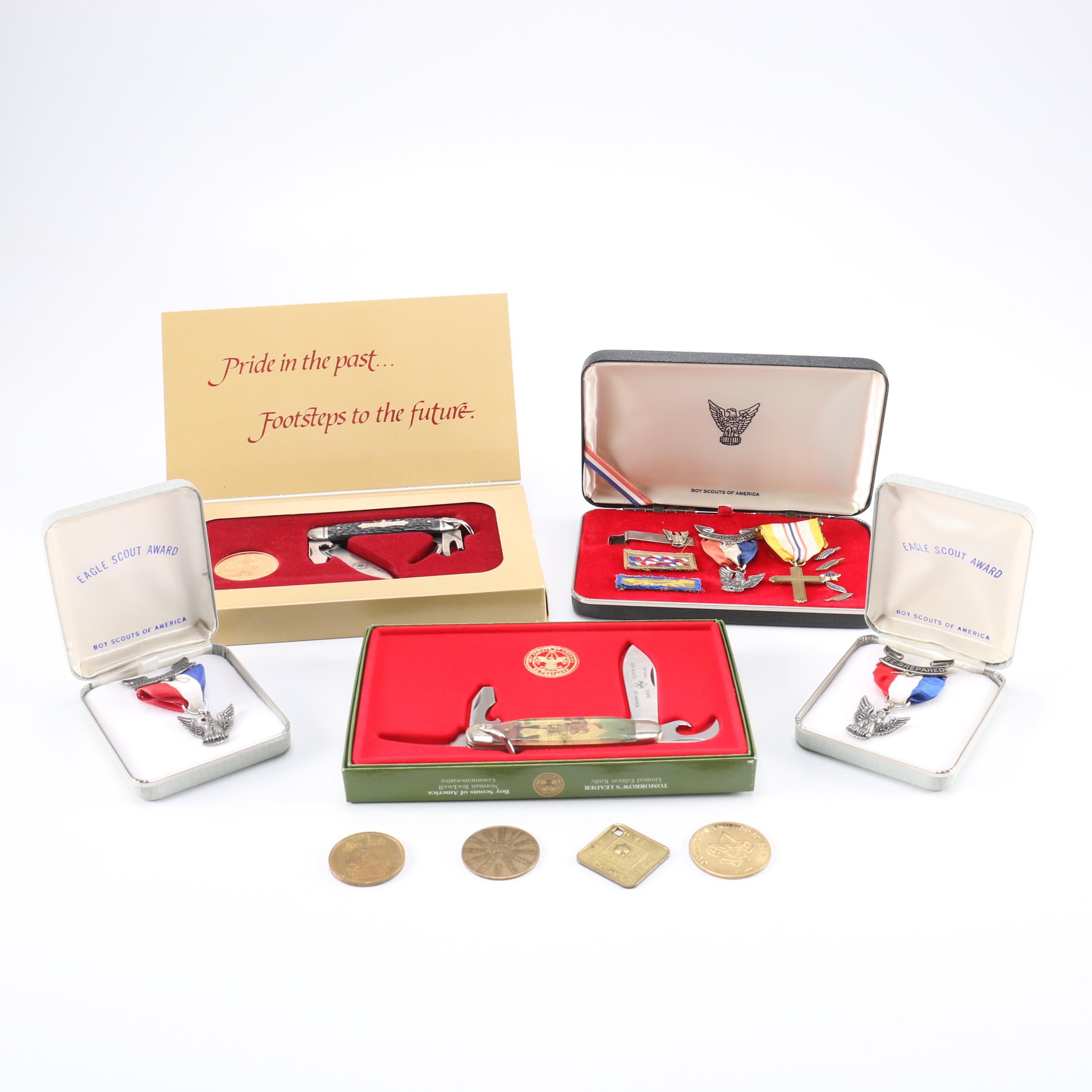 Boy Scouts of America Memorabilia Including Diamond Jubilee Utility Knife