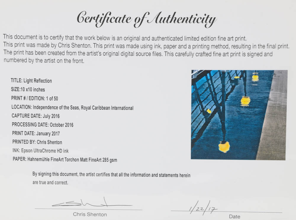 Chris Shenton Signed Limited Edition Giclee "Light Reflection"