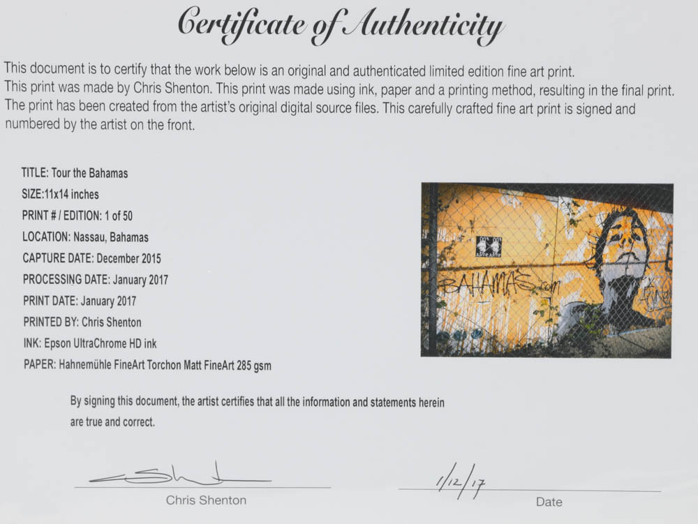 Chris Shenton Signed Limited Edition Giclee "Tour the Bahamas"