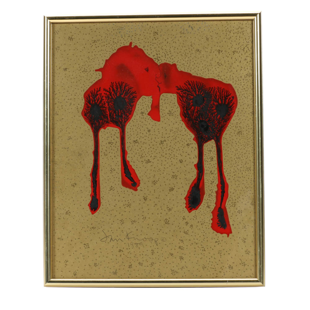 Jan Knoop Original 1989 Mixed Media Painting "Twogether"