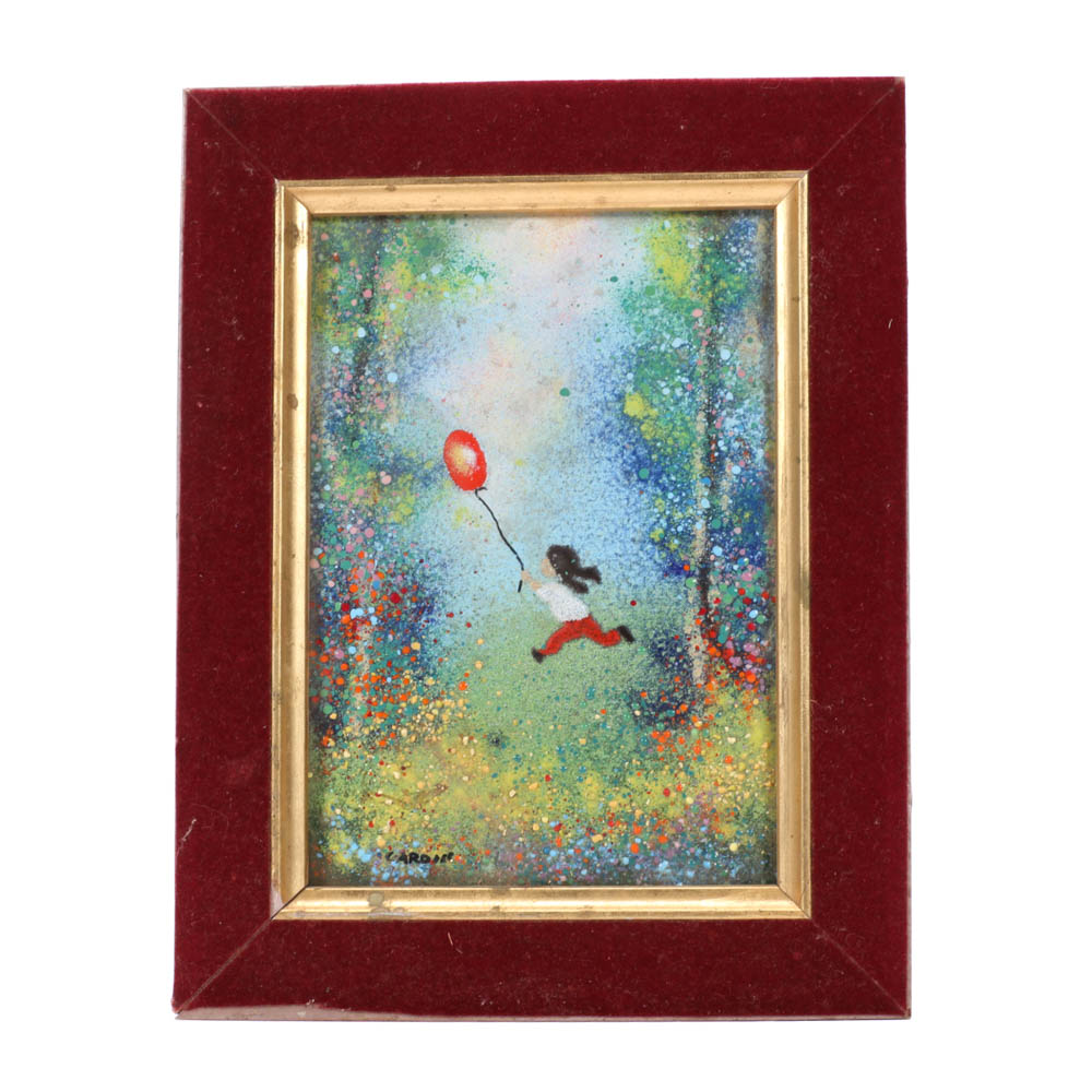 Louis Cardin Original 1970s Enamel on Copper