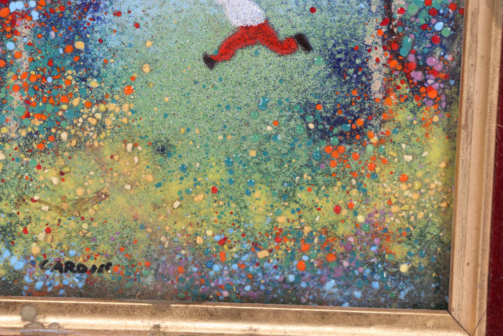 Louis Cardin Original 1970s Enamel on Copper