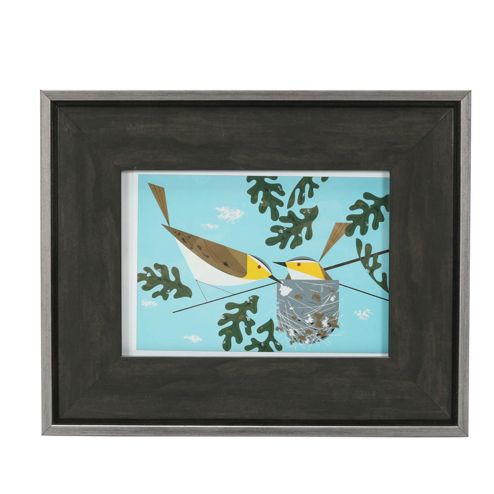 Charley Harper Offset Lithograph "Red-Eyed Vireo"