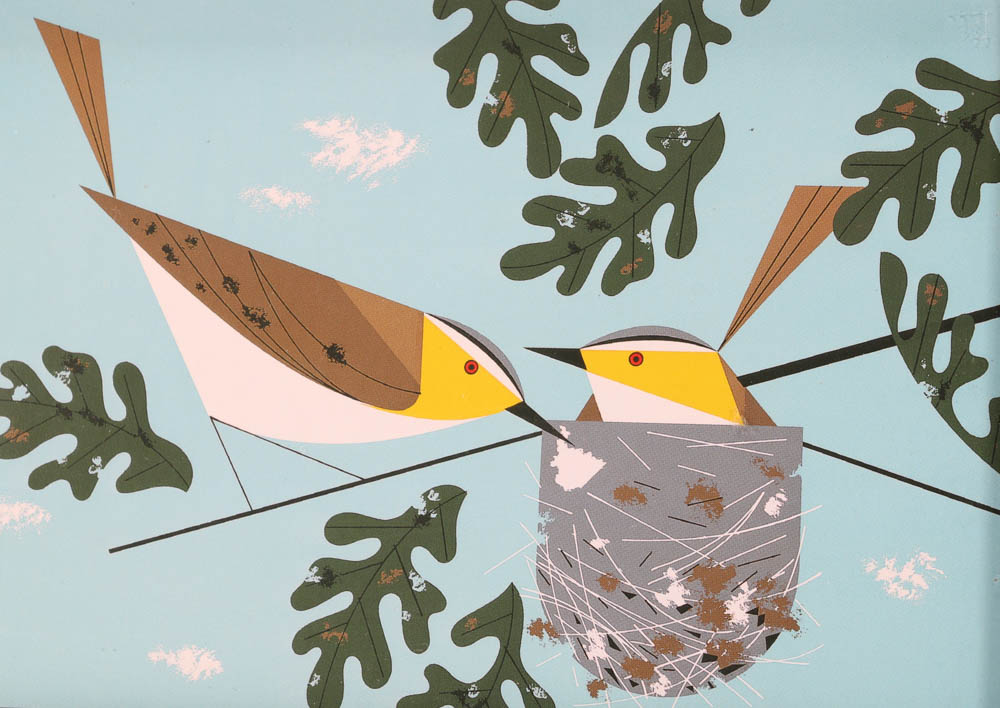 Charley Harper Offset Lithograph "Red-Eyed Vireo"