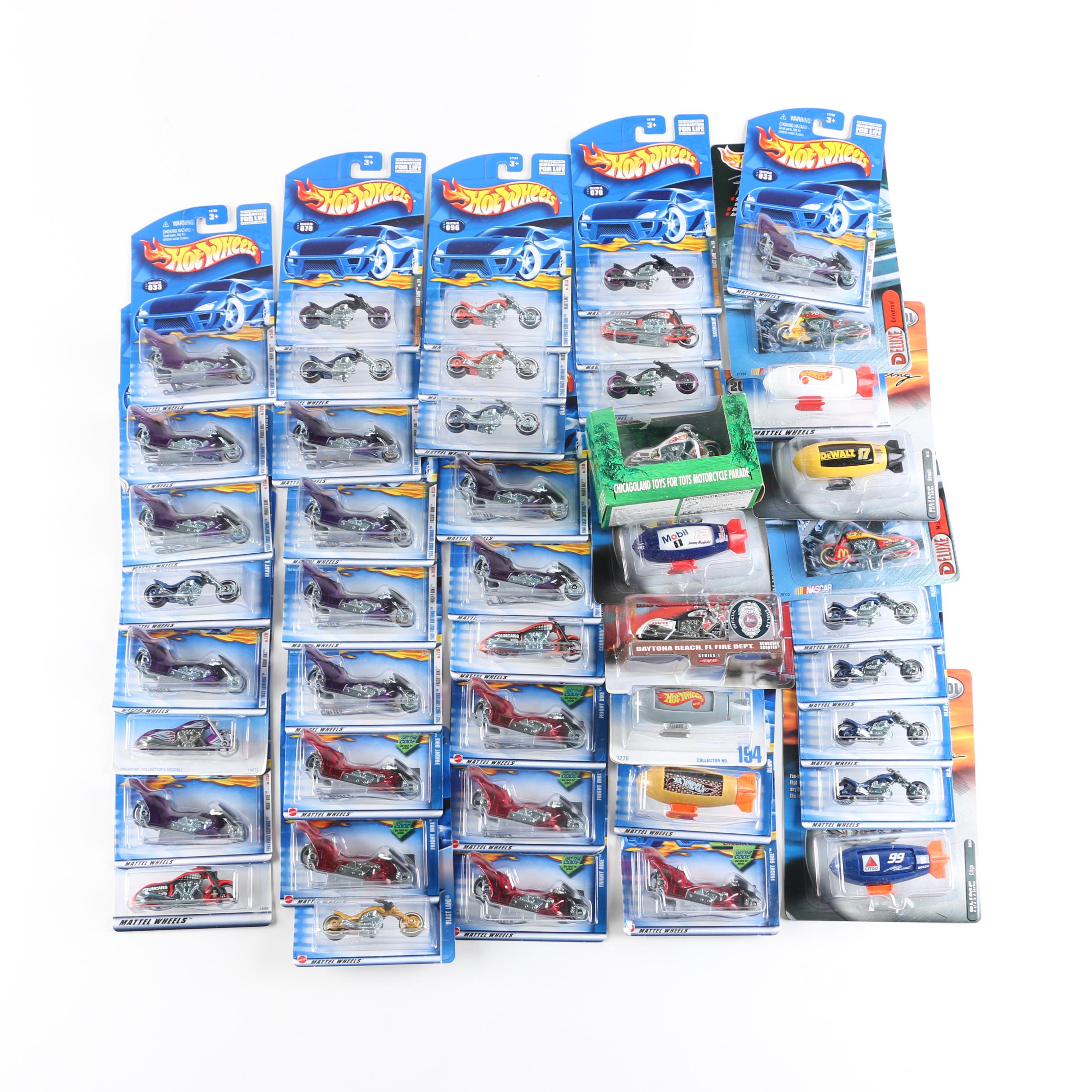 Hot Wheels Die-Cast Motorcycles and Blimps