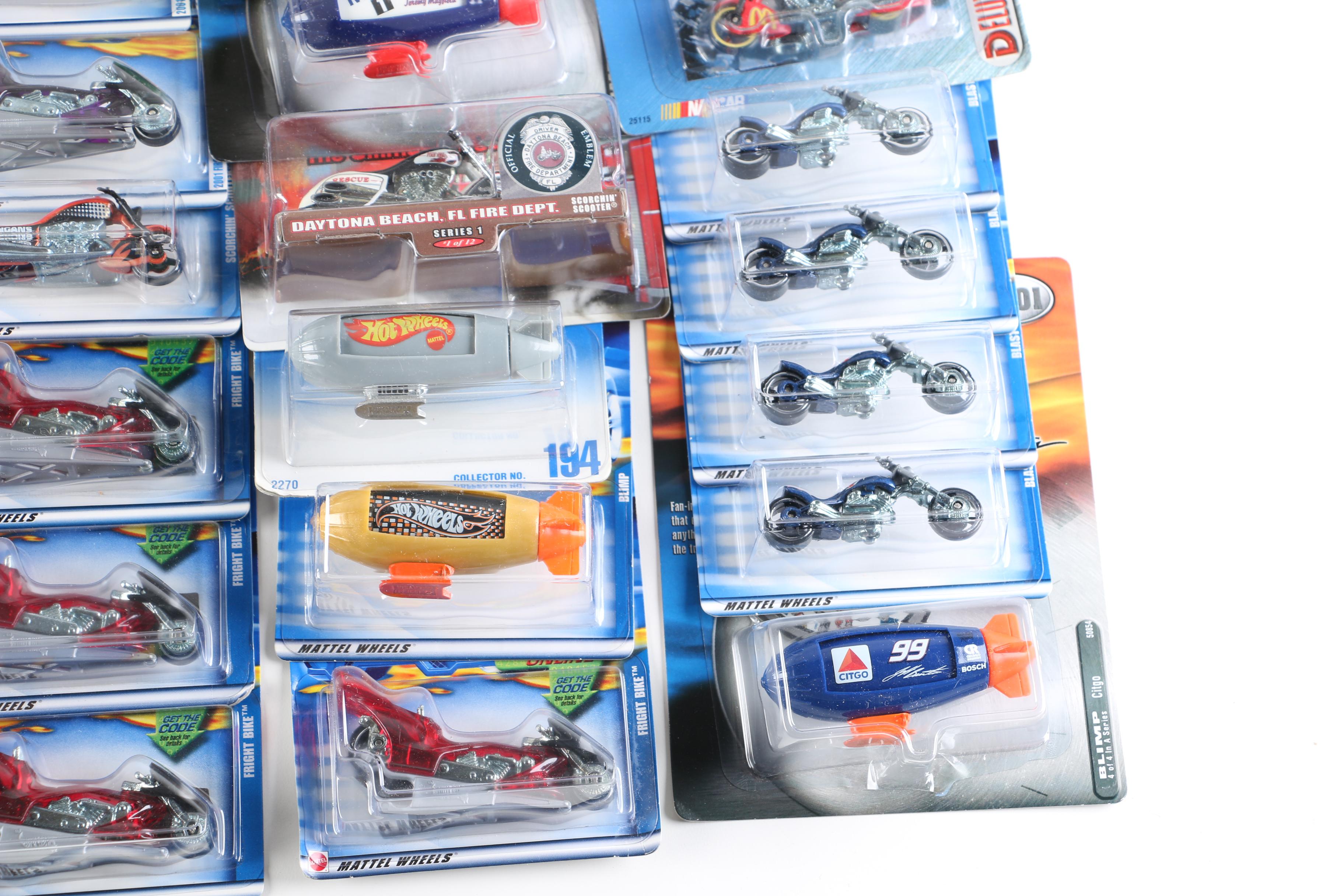 Hot Wheels Die-Cast Motorcycles and Blimps