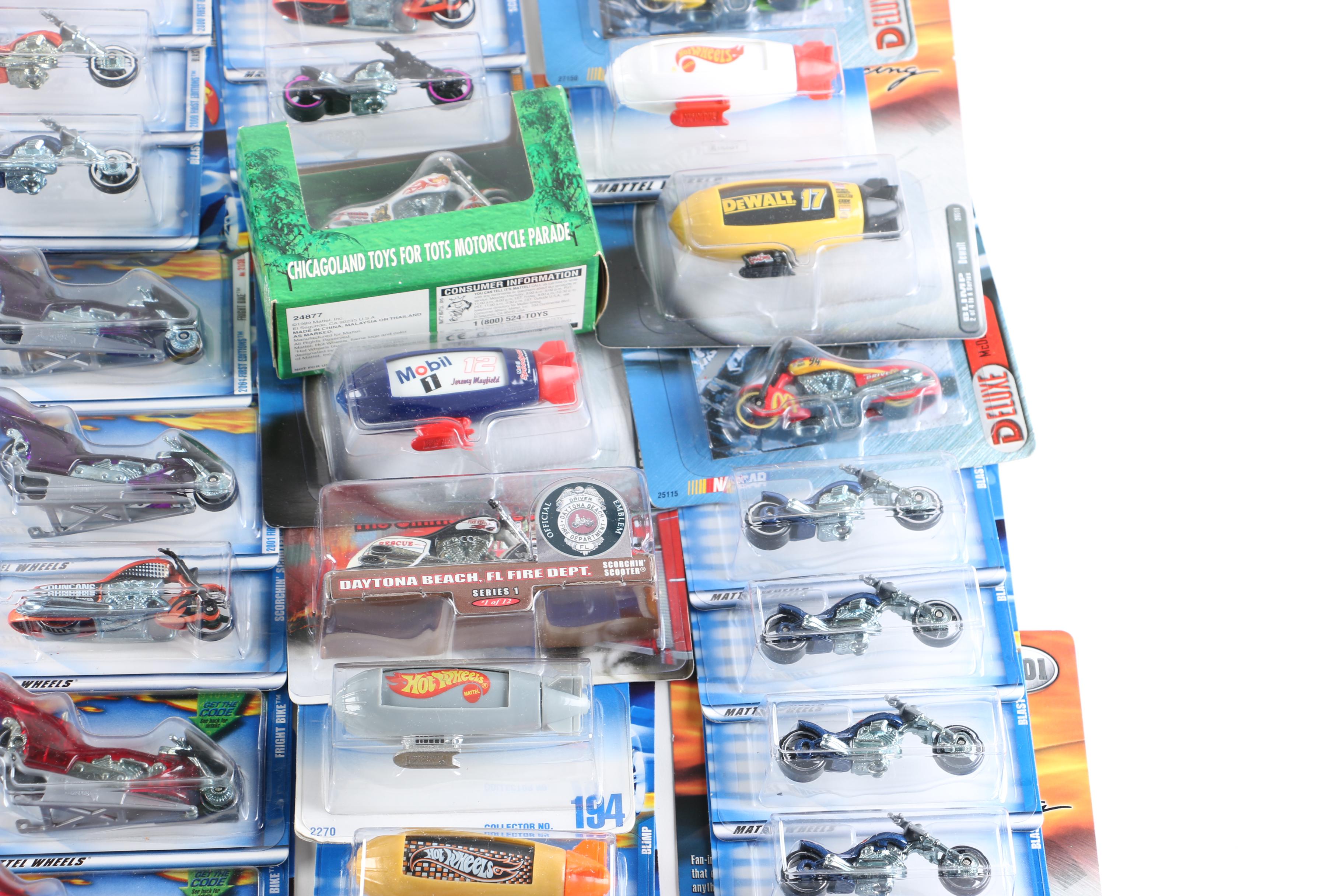 Hot Wheels Die-Cast Motorcycles and Blimps