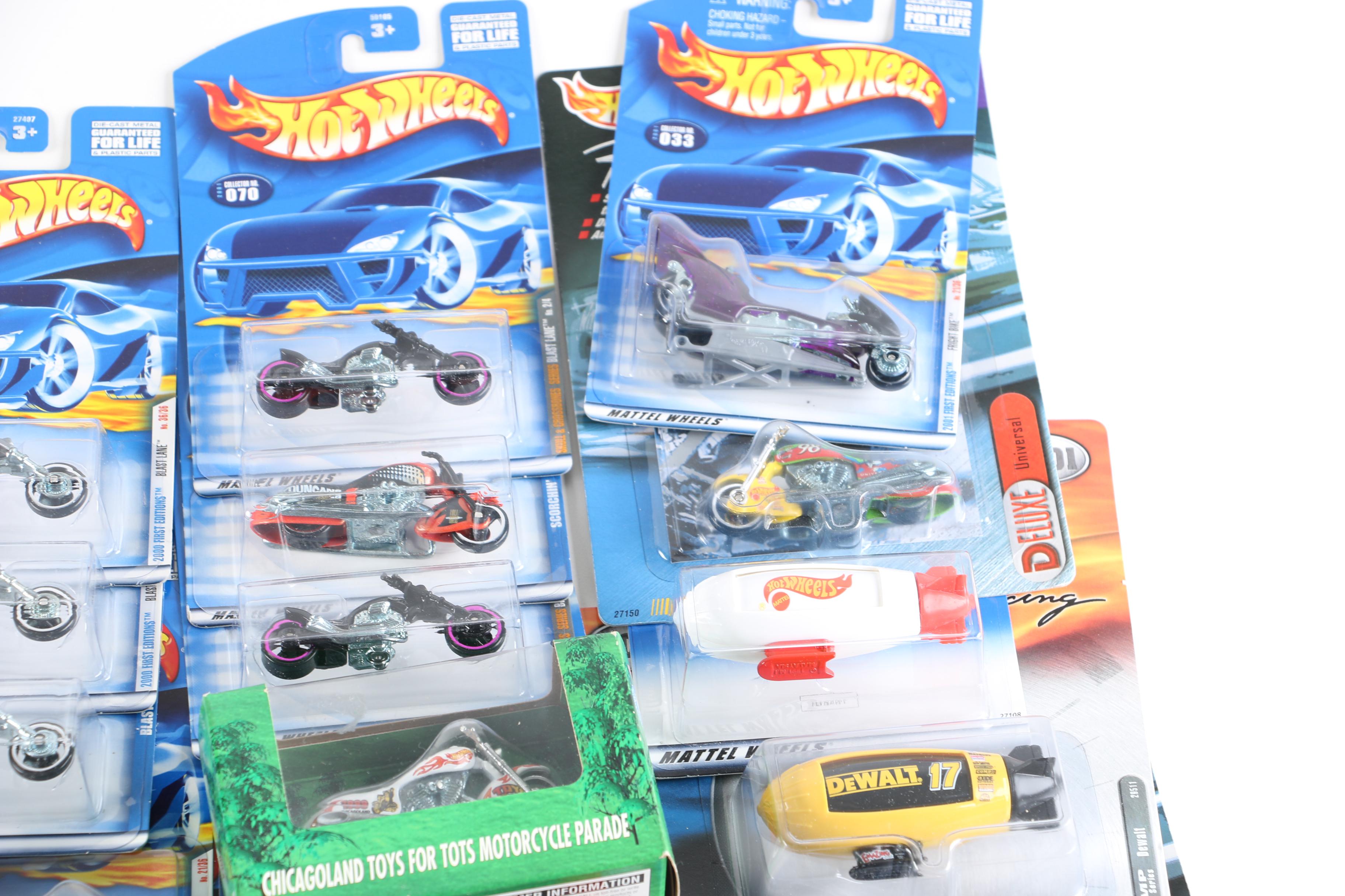 Hot Wheels Die-Cast Motorcycles and Blimps