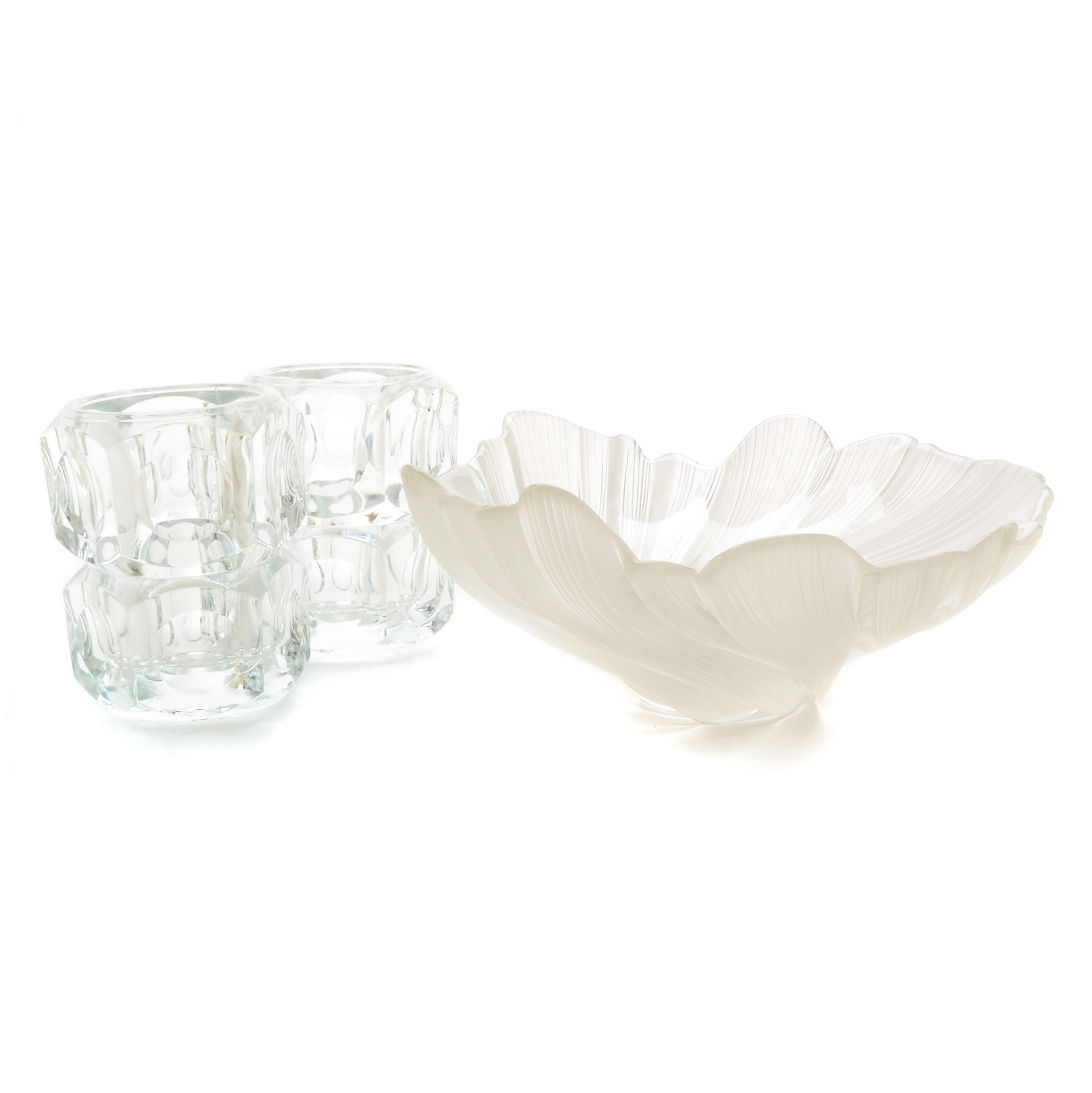 Swirled Glass Bowl and Vases or Candleholders